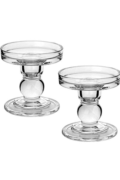 Generic 2 Pieces Glass Candle Holders for Pillar & Taper Candles - Clear Crystal Tealight