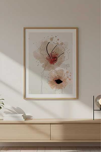 huhuli Ahşap Çerçeveli Soyut Minimalist Tablo Huhu613