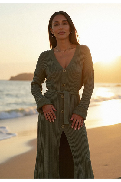 Figl Sweater dress - Button dress - Olive dress M1095 size Universal