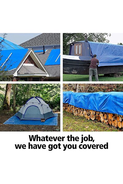 Generic قماش بوليستر كبير متعدد الأغراض ومقاوم للماء ومتين مع حلقات تثبيت، 5 مل، أزرق (6 ياردة × 5 ياردة)