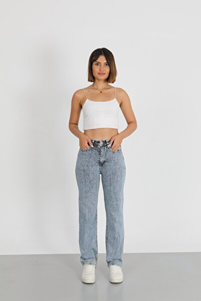 viking's line BUZ MAVİ DAMARLI PALAZZO PANTOLON JEANS YENİ SEZON 2026