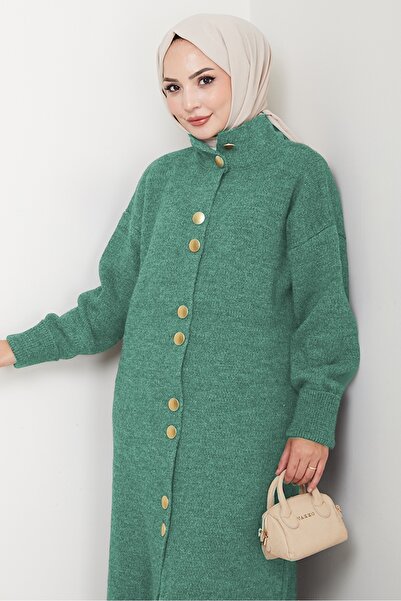 Bestenur Reha Buttoned Knitwear Cardigan 1603 - Mint
