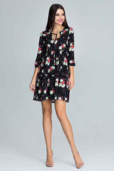 Figl Rochie scurtă boho cu imprimeu floral și decolteu legat - M598 mărimea S/M