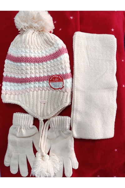 Kitti SCARF BEANIE GLOVES 3-PIECE SET 4-8 YEARS GIRL WITH FLEECE INSIDE