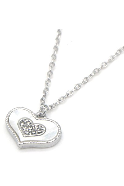 OEM Women's chain, with heart-shaped pendant, stainless steel, Silver