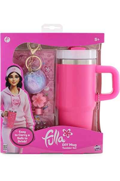 Generic Fulle DIY Customizable Kids Cup Set, 14oz (420ml), Pink, Includes Straw Stopper, Gems & Stickers, Ag