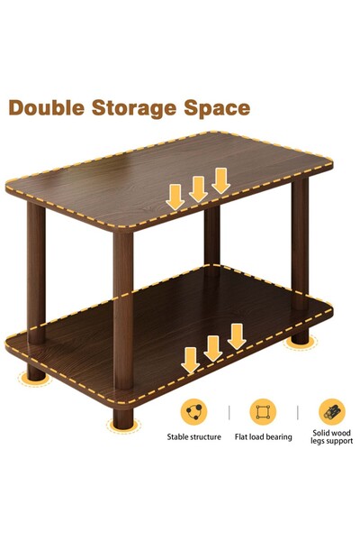 CHOIWIN Double-Layer Coffee Table (80x40x53cm) - Scratch/Water-Resistant Wooden Sofa Table with Large Deskto