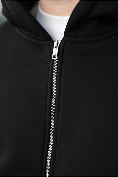 Madmext Black Hooded Cargo Pocket Piece Men's Tracksuit Set E7342