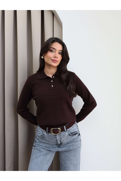 ESRAHELVACI Polo Neck Half Button Sweater