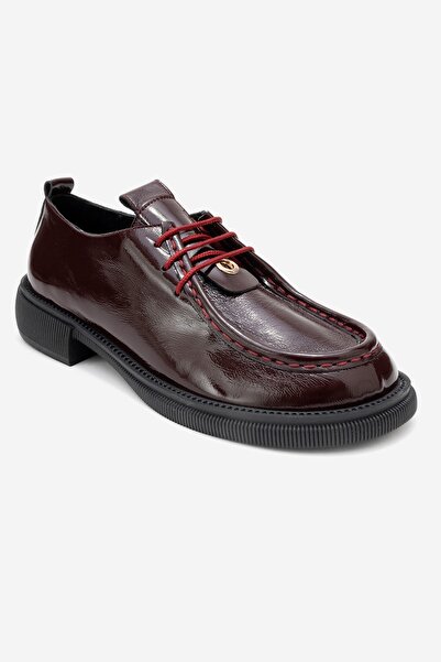 LuviShoes BAND Бургундия Набръчкана Rugan Естествена кожа Обувки с връзки за жени