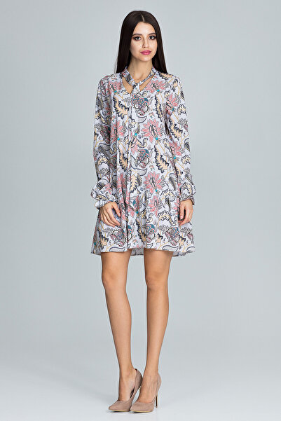 Figl Floral dress with bow at the neckline - M599 size S/M