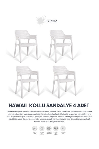 Daim Plastik HAWAİİ KOLLU BAHÇE SANDALYESİ 4 LÜ SET