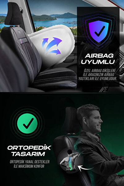 Panda Kılıf Panda Austin Series Velor Cloth Car Seat Cover - Full Set