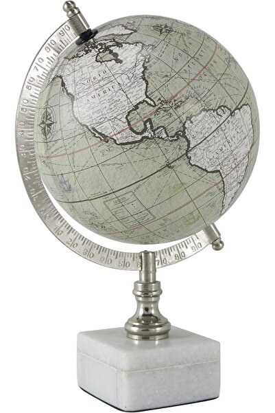 Deco 79 Marble Base Globe 17.78 × 17.78 × 28 cm - White