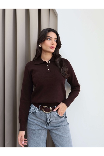 ESRAHELVACI Polo Neck Half Button Sweater