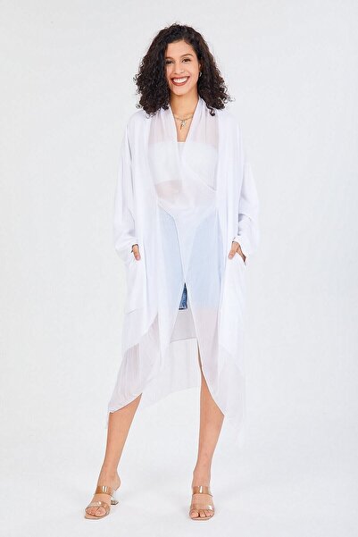 della moor Women's White Italian Silk Tulle Infinity Kaftan