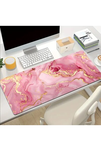 sgeteknoloji Sge Technology 65X25 cm Pink Marble Design Anti-Slip Base Speed Surface Gamer Mouse Pad Gaming