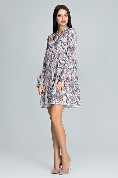 Figl Floral dress with bow at the neckline - M599 size S/M