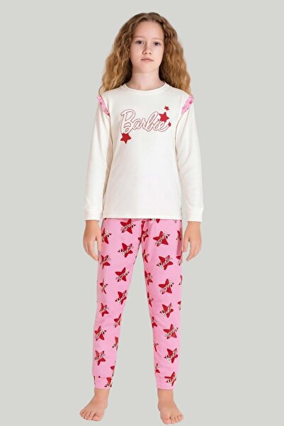 ww waka waka kids store Girl's Barbie Printed Long Sleeve Pajama Set
