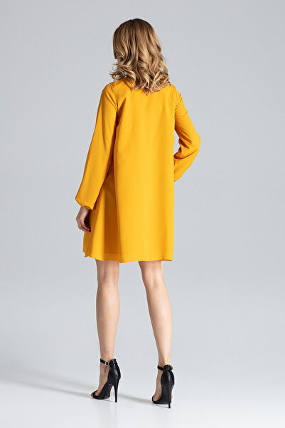 Figl Yellow oversized V-neck dress - Casual dress M566 size S/M