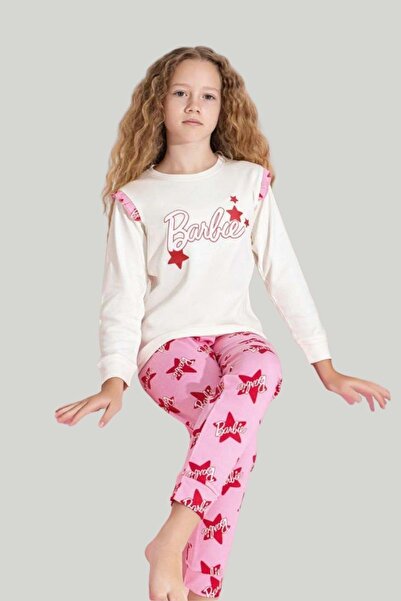 ww waka waka kids store Girl's Barbie Printed Long Sleeve Pajama Set