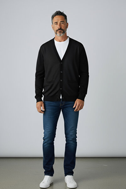 Butik Loose Fit Quality Anti-Pilling Winter Thick Genuine Wool Dad Cardigan