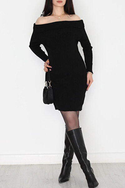 KapadokyaButik MADONNA YAKA MİNİ TRİKO ELBİSE