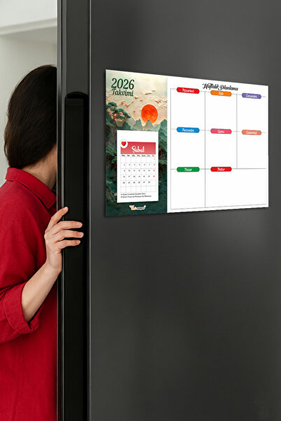 Tieni 2026 Takvimli | Buzdolabı Magnetli Haftalık Planlayıcı | Silinebilir Mıknatıslı Yazı Tahtası |Kd1120