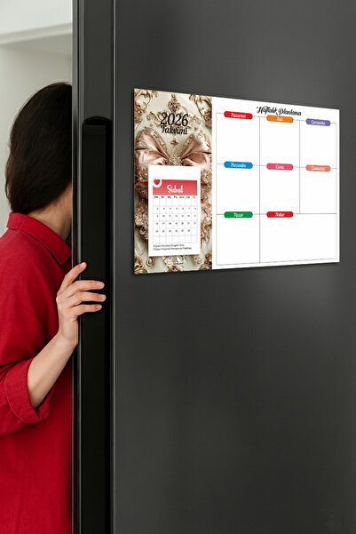 Tieni 2026 Takvimli | Buzdolabı Magnetli Haftalık Planlayıcı | Silinebilir Mı...