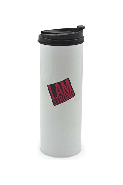 Lit I Am Strong Motivational Quote Printed Tumbler With Lid Multicolour 400ml