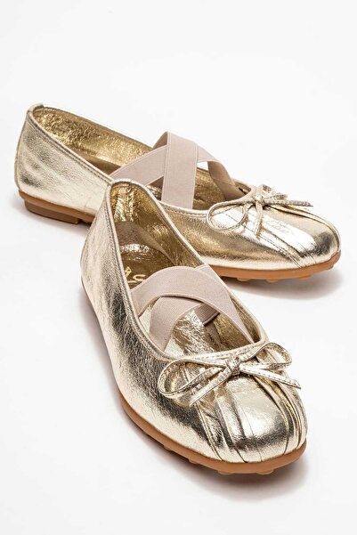 Zeynep Sıradağlı Balerini Polenia pentru femei din piele naturală, aurii