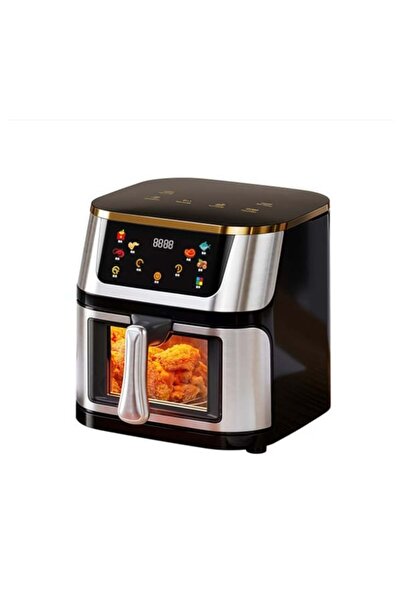 Depox Friteuză cu aer, 10L, 1400W, ecran tactil LCD, fereastră vizuală, temperatură reglabilă, temporizator