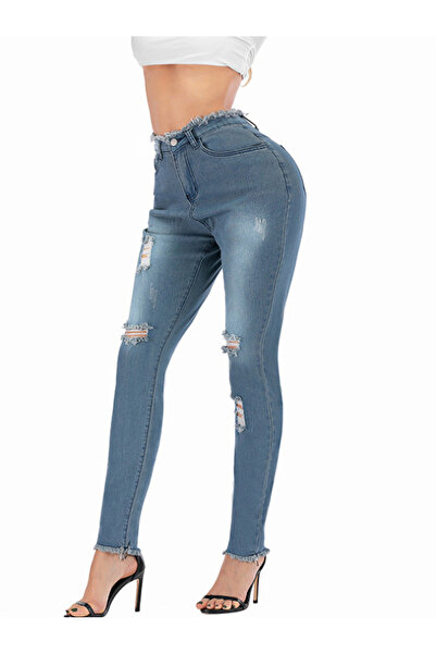 FridayIn Fast fashion Solid color Hollow out Jeans