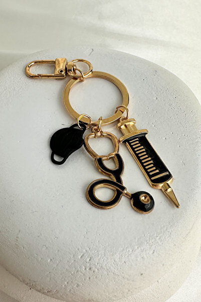 Modex Μπρελόκ αξεσουάρ τσάντας με χρυσό κίτρινο στηθοσκόπιο