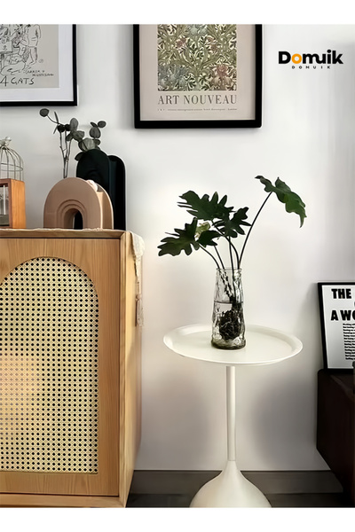 Domuik Coffee table, simple design round table, space saving coffee table, suitable for living room