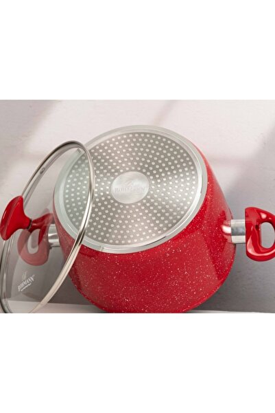 Bohmann Tall Casserole 4.3 L Red Marble - Forged Aluminum, 24x13 cm, Induction