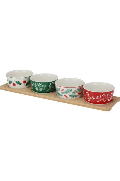 NN Set servire cu 5 piese, model Craciun, Multicolor