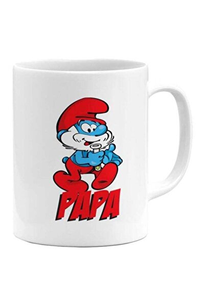 LOUD UNIVERSE كوب قهوة مطبوع بابا سنفور، أبيض/أحمر/أزرق