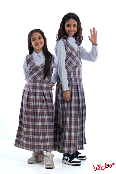 maryool lara Purple checkered apron, four-button model