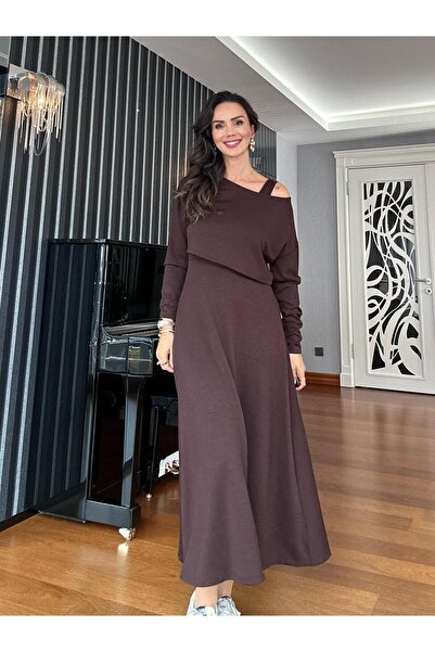 Atelier Derin Brown Modal Dress Blouse Set