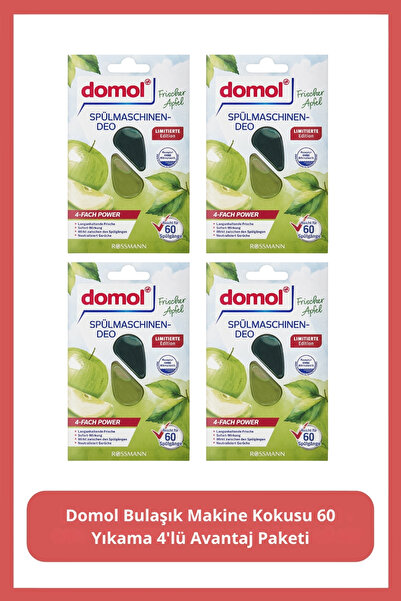 DOMOL Bulaşık Makine Kokusu 60 Yıkama 4'lü Avantaj Paketi