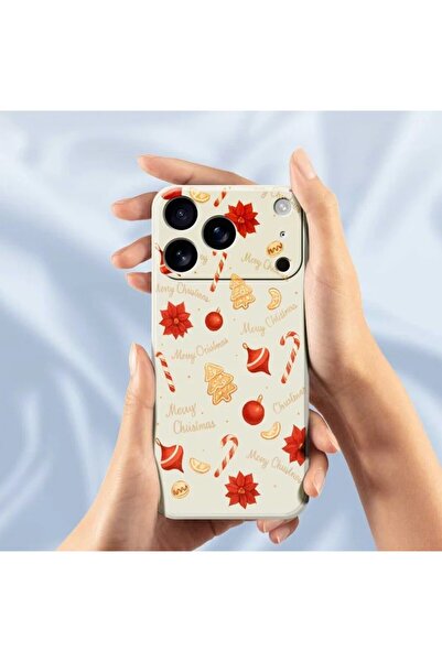 REDz Accessories Christmas Globes Case, For iPhone 17 Pro Max, Camera Protection, Silicone, Cream