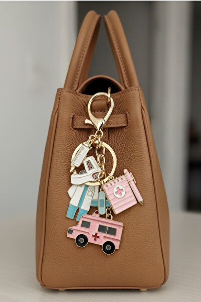 Modex Μπρελόκ με αξεσουάρ τσάντας με θέμα την υγεία του ασθενοφόρου χρυσοκίτρινου χρώματος