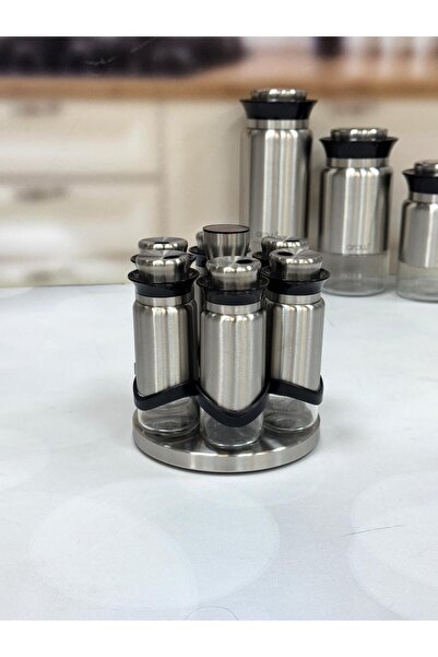 AROW İgor 7 Li Döner Standlı Baharat Seti TKEBT İNOX