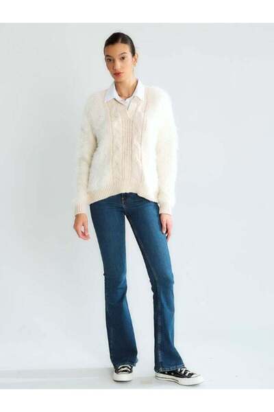 Robin 95017 Shirt Detailed Knitwear Sweater Ecru