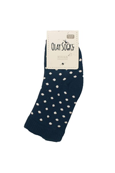 bebegen جوارب صوفية منقطة باللون الأزرق الداكن