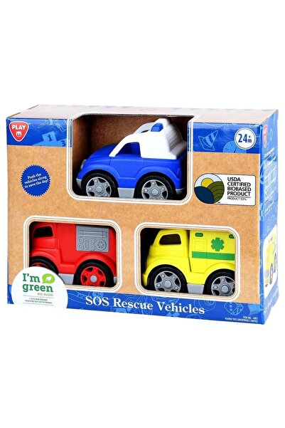 Play Go BIO-BASED PLASTIC - SOS RESCUE VEHICLES (AMBULANCE, FIRE ENGINE, POLI...