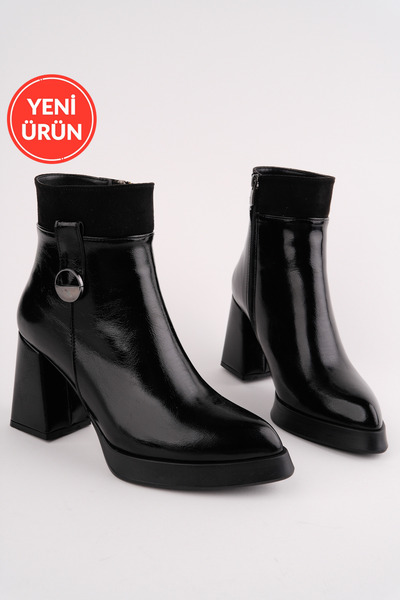 MARSHETTA Ghete de damă Mira Model negre cu vârf ascuțit, cu platformă, cu fe...