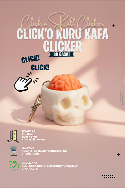 Ruud Creative سلسلة مفاتيح كليك-وو على شكل جمجمة مطبوعة بتقنية ثلاثية الأبعاد