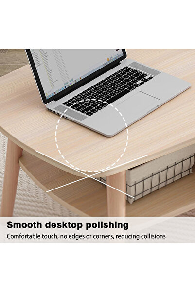 CHOIWIN Modern Double-Layer Coffee Table (120x58x42cm) - 15mm Thickened Wood Sofa Table with Stable Solid Le